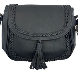 Vegan Leather Crossbody Bag‎ Boho Braided Tassel Purse Festival Western Hippie